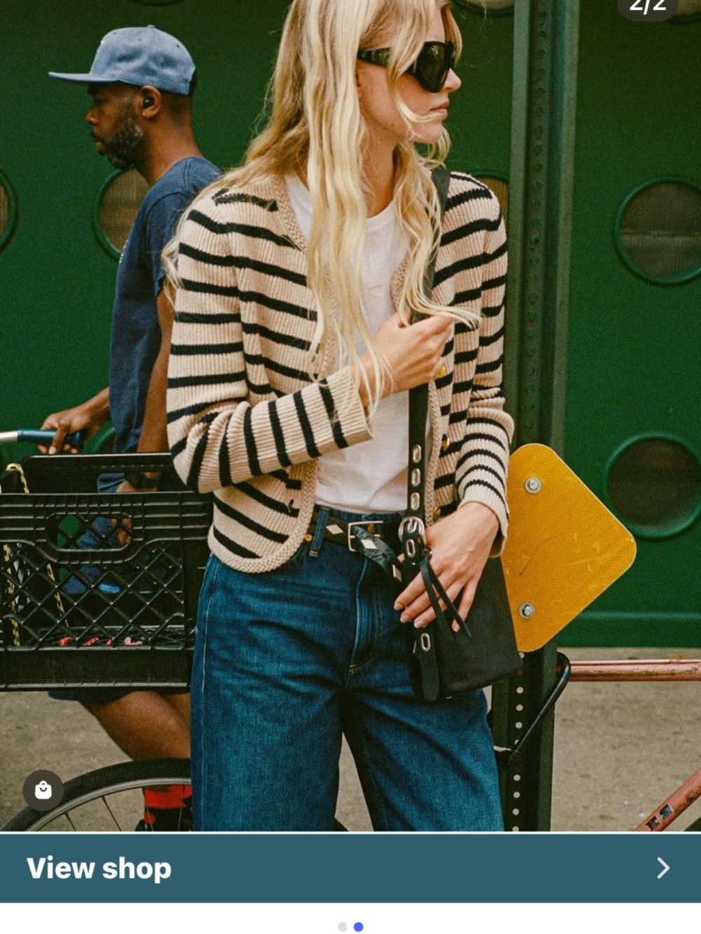 rag & bone Beige and Black Striped Ribbed Cardigan Sweater